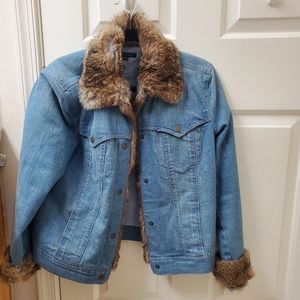 Theory Fur-lined Denim Jacket Size L